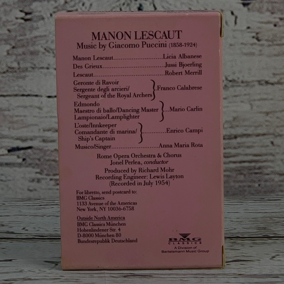 Puccini - Manon Lescaut [1990 Opera Series 2-Cassette Tape] RCA‎ Victor - Picture 2 of 7
